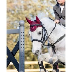 LeMieux Junior Pro Fly Bonnet -Western Tack Outlet Store junior pro fly bonnet burgundy lifestyle 5834 lemieux 46182.1670603318