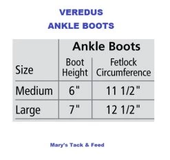 Veredus TR PRO Ankle Boots -Western Tack Outlet Store size chart ankle boots veredus 31558.1603573292