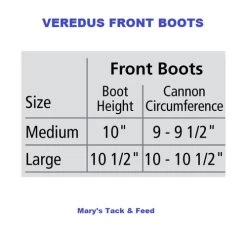 Veredus TRC Vento Front Sport Boots -Western Tack Outlet Store size chart front boots veredus 98870.1603577114