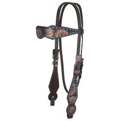 Circle Y Sunflower Buckstitch Brow Headstall -Western Tack Outlet Store sunflower buckstitch hs walnut hero X0128 3001 circle y 68945.1665530999