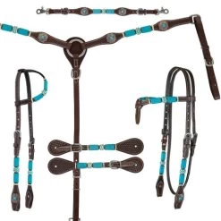 Circle Y Turquoise Round Up Breast Collar -Western Tack Outlet Store turquoise round up tack set collection 1025 circle y 80927.1686171174